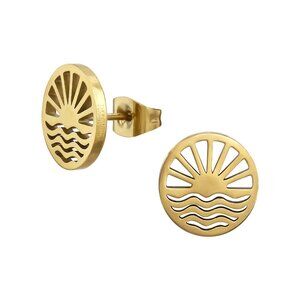 Gold Sunset Stud Earrings – Stainless Steel and Waterproof